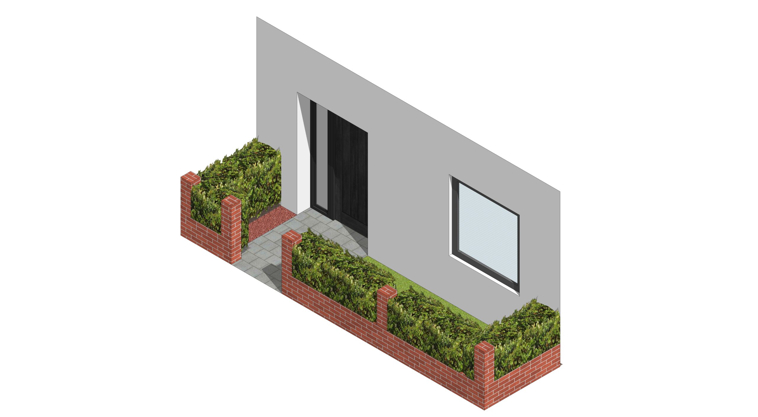 Built wall and hedge