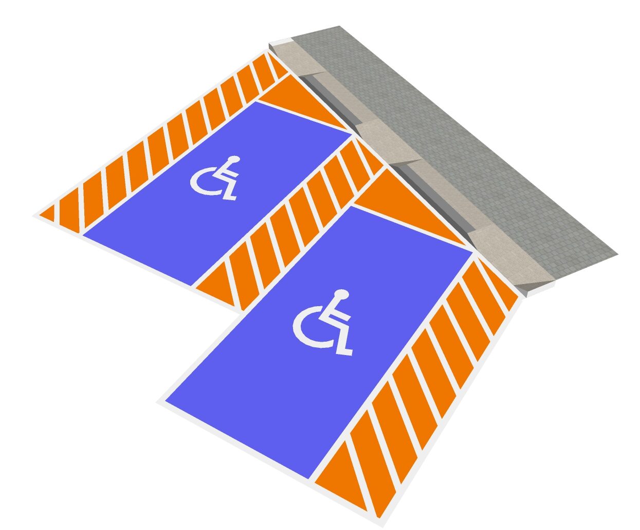 access zones beside disabled angled parking