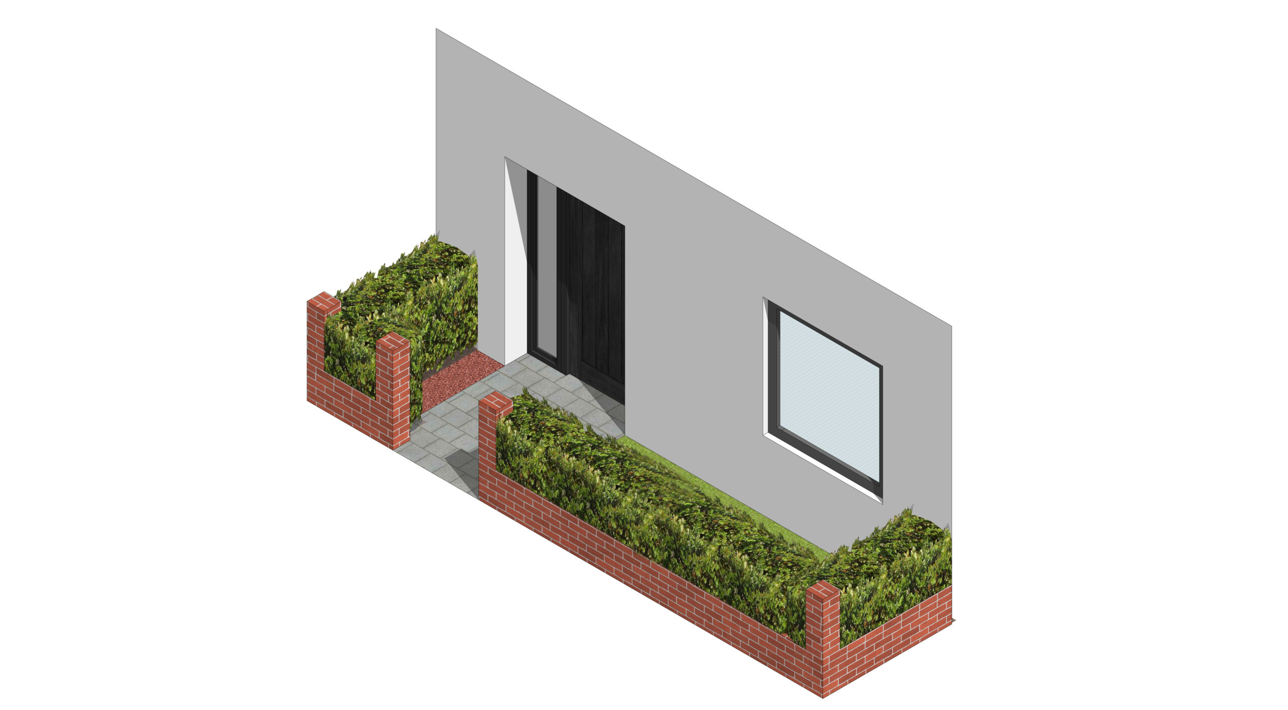 Built wall and hedge